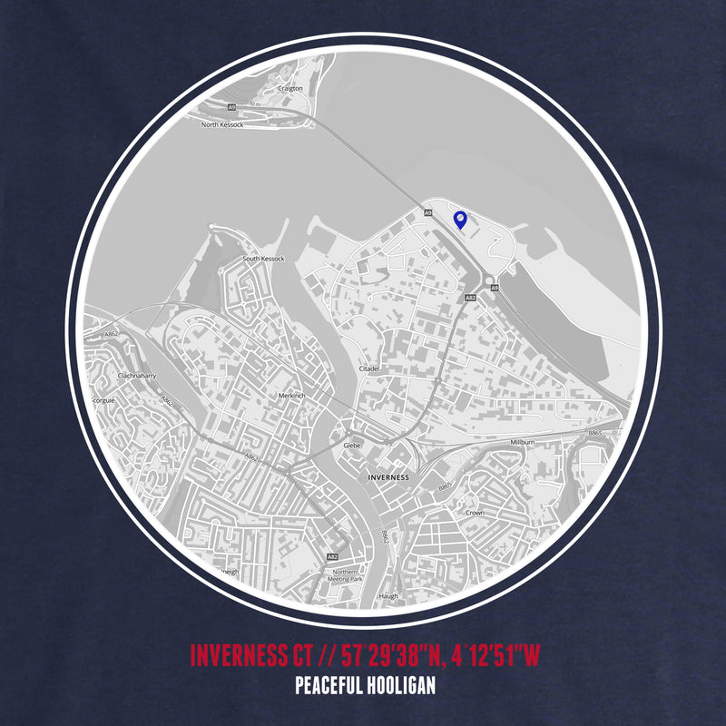 Inverness CT T-Shirt Print Artwork Navy - Peaceful Hooligan 