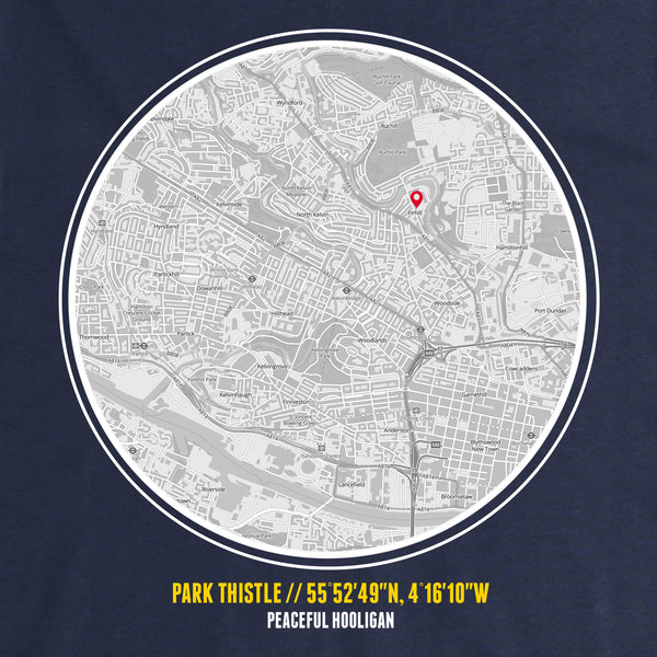 Partick Thistle T-Shirt Print Artwork Navy - Peaceful Hooligan 