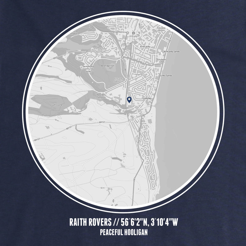 Raith Rovers T-Shirt Print Artwork Navy - Peaceful Hooligan 