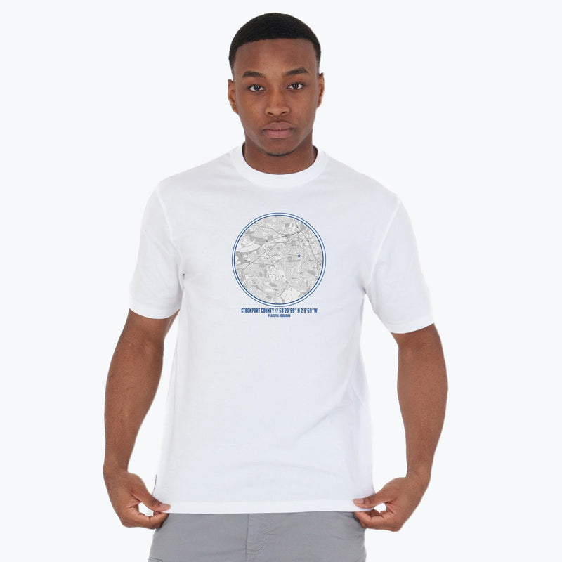 Stockport County Location T-Shirt White - Peaceful Hooligan 