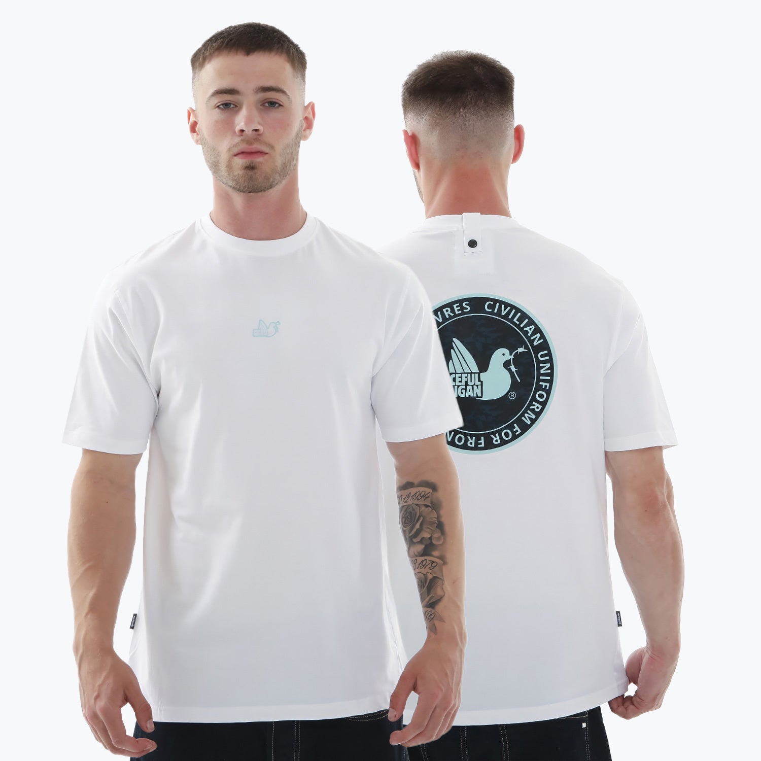 DPM Civilian Uniform T-Shirt White - Peaceful Hooligan 