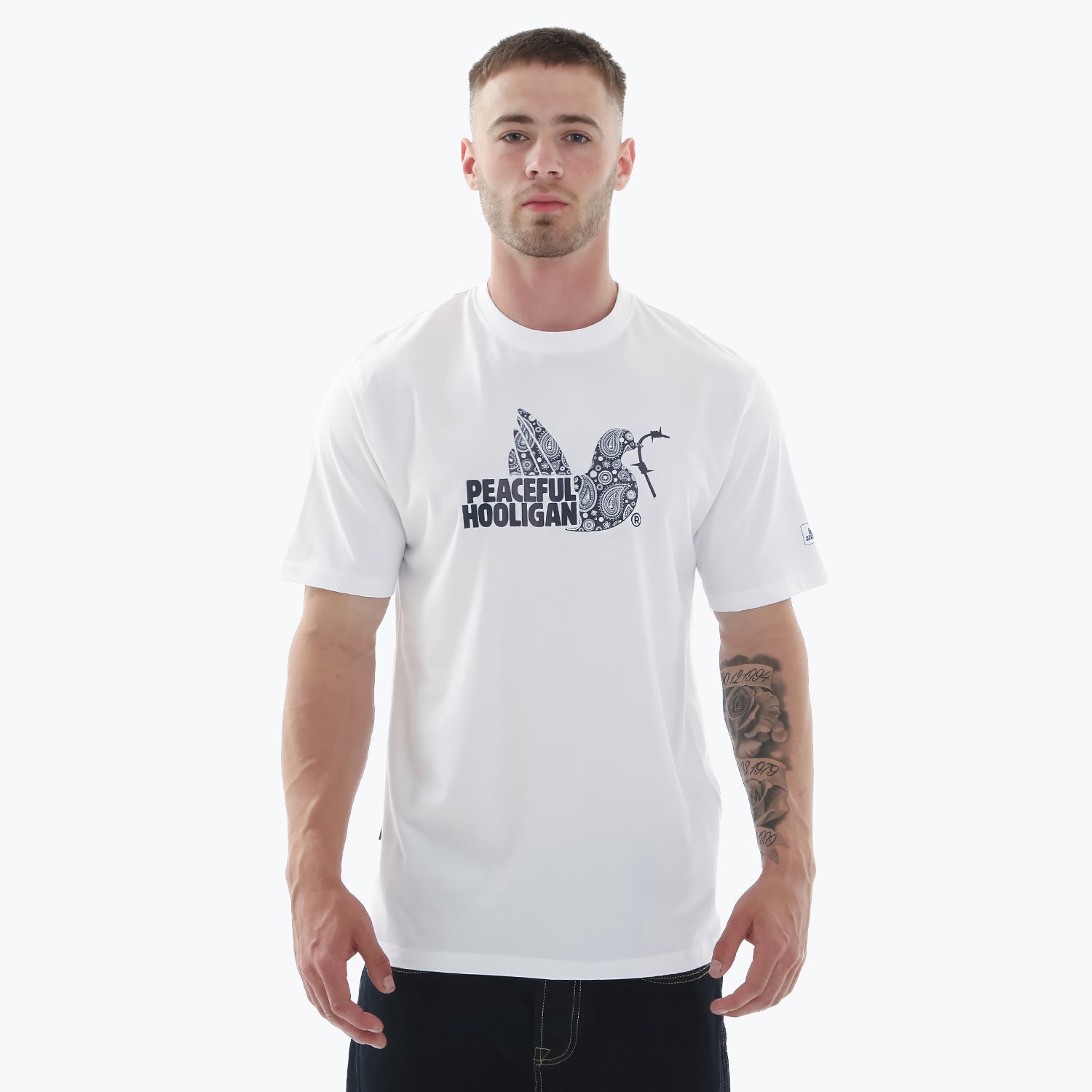Paisley Dove T-Shirt White - Peaceful Hooligan 