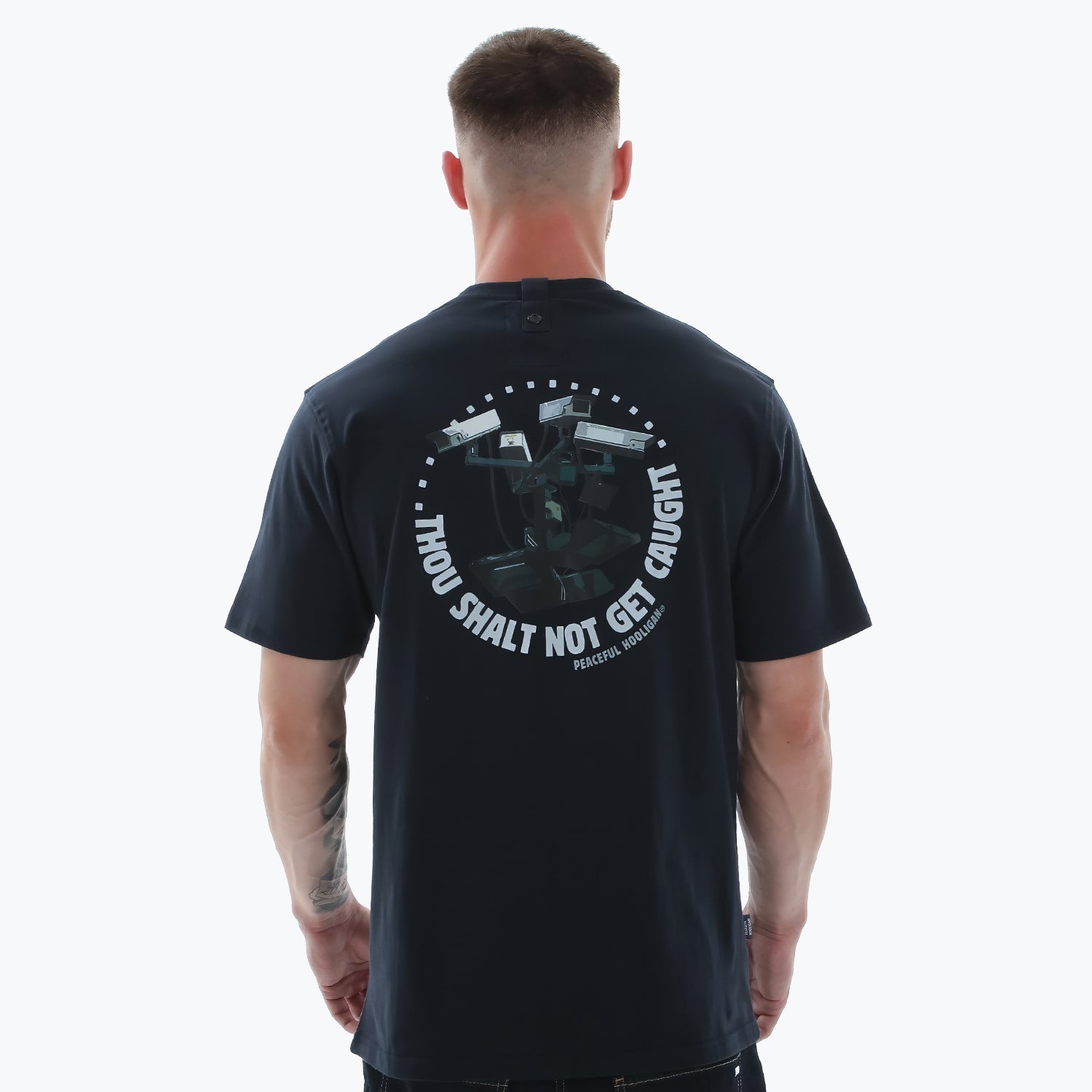Thou Shalt Not Get Caught T-Shirt Navy - Peaceful Hooligan 
