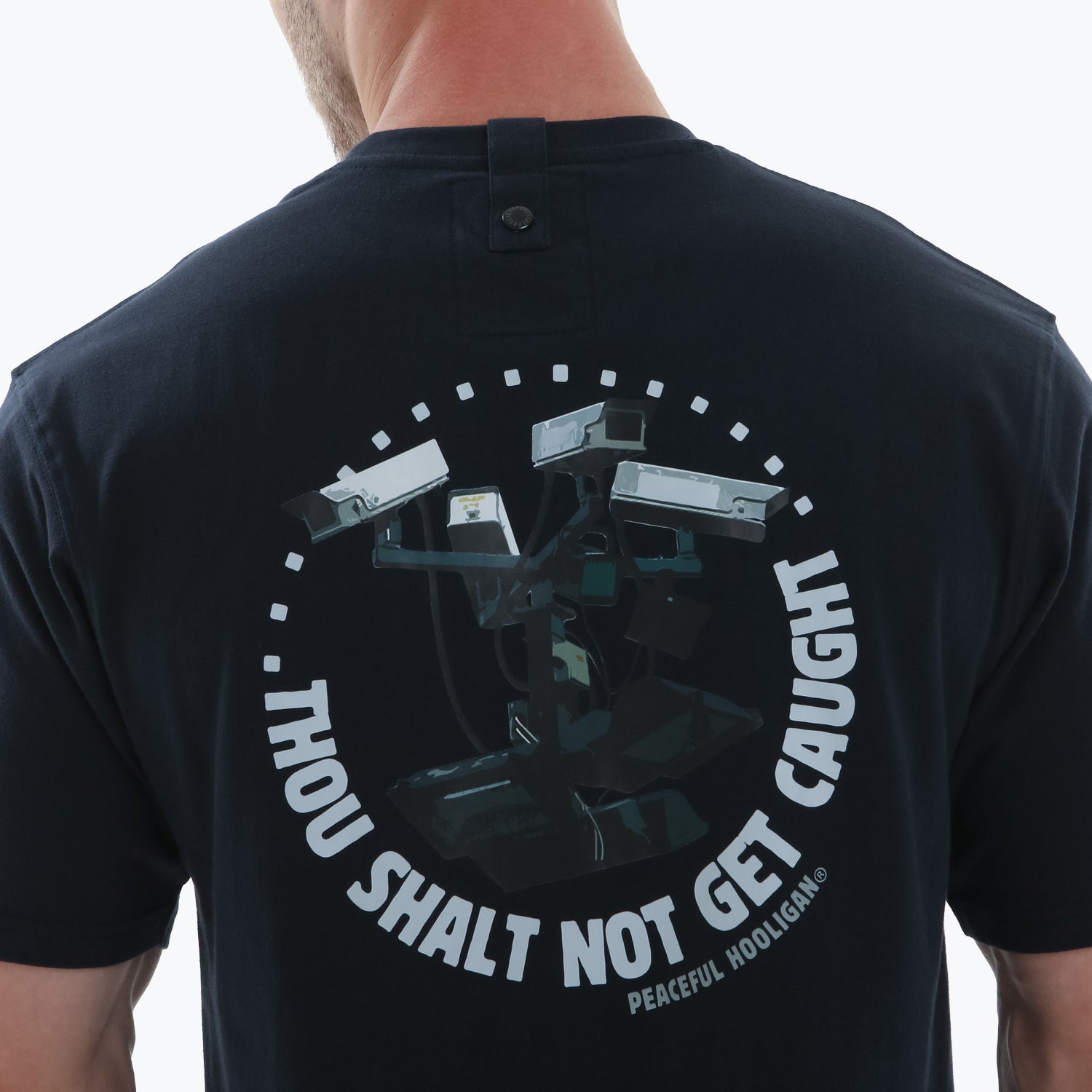 Thou Shalt Not Get Caught T-Shirt Navy - Peaceful Hooligan 