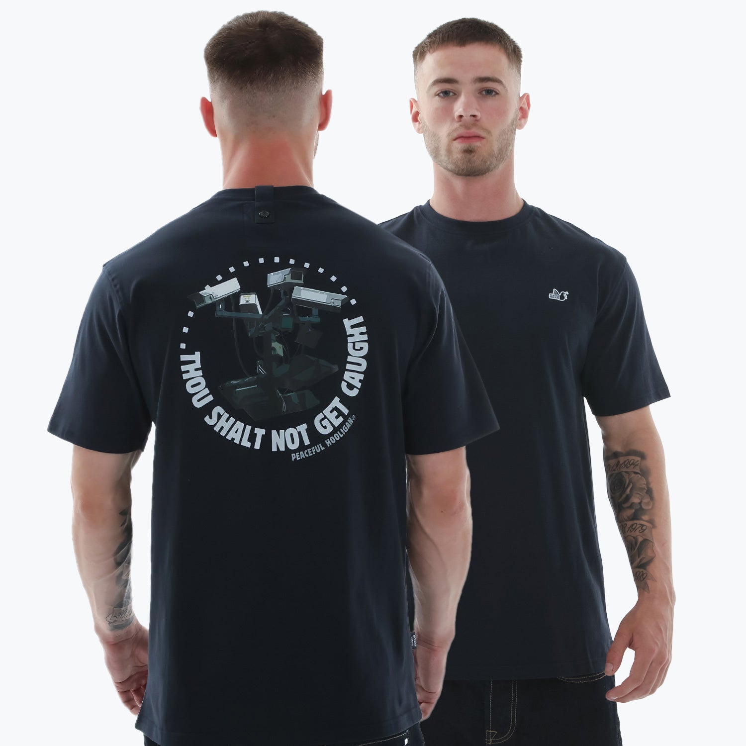Thou Shalt Not Get Caught T-Shirt Navy - Peaceful Hooligan 
