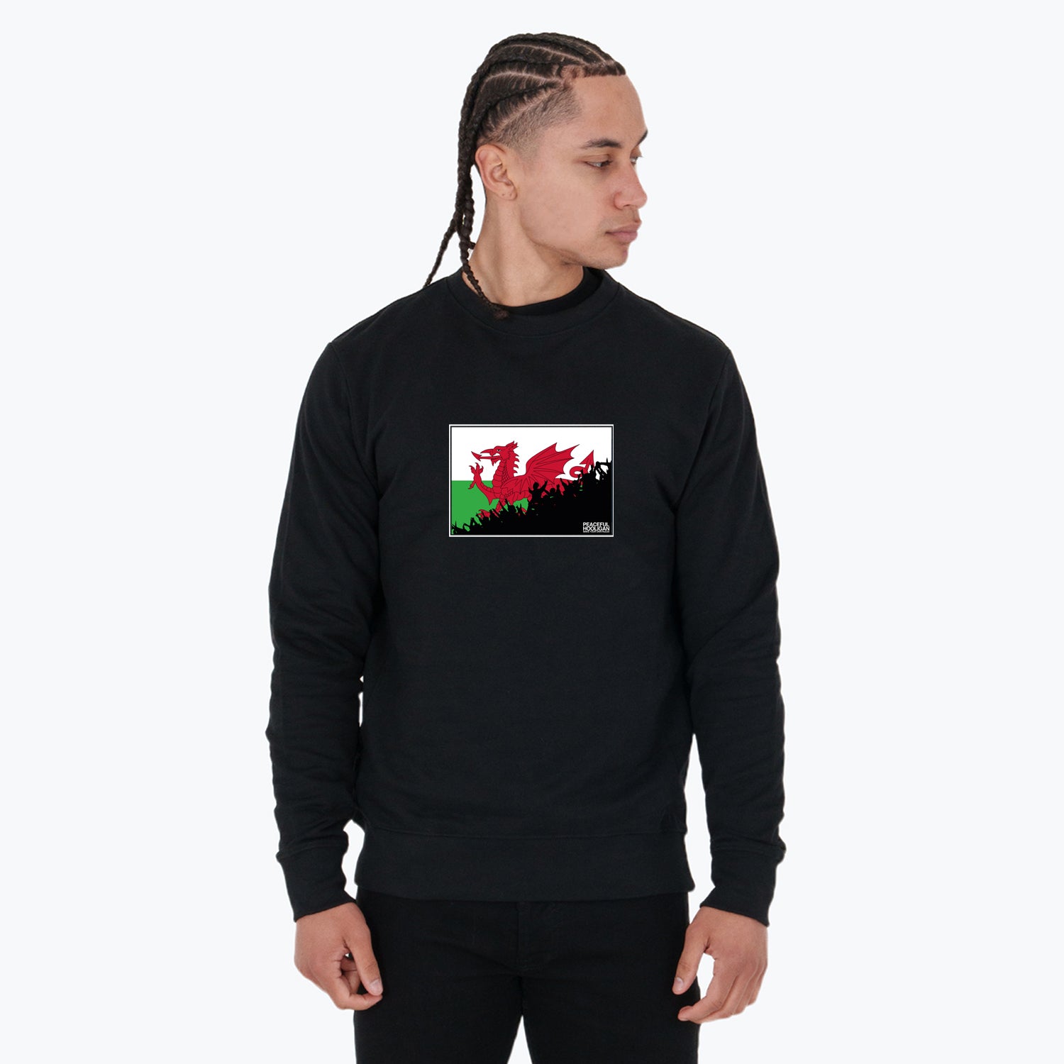 Wales Fanatics Sweatshirt Black - Peaceful Hooligan 