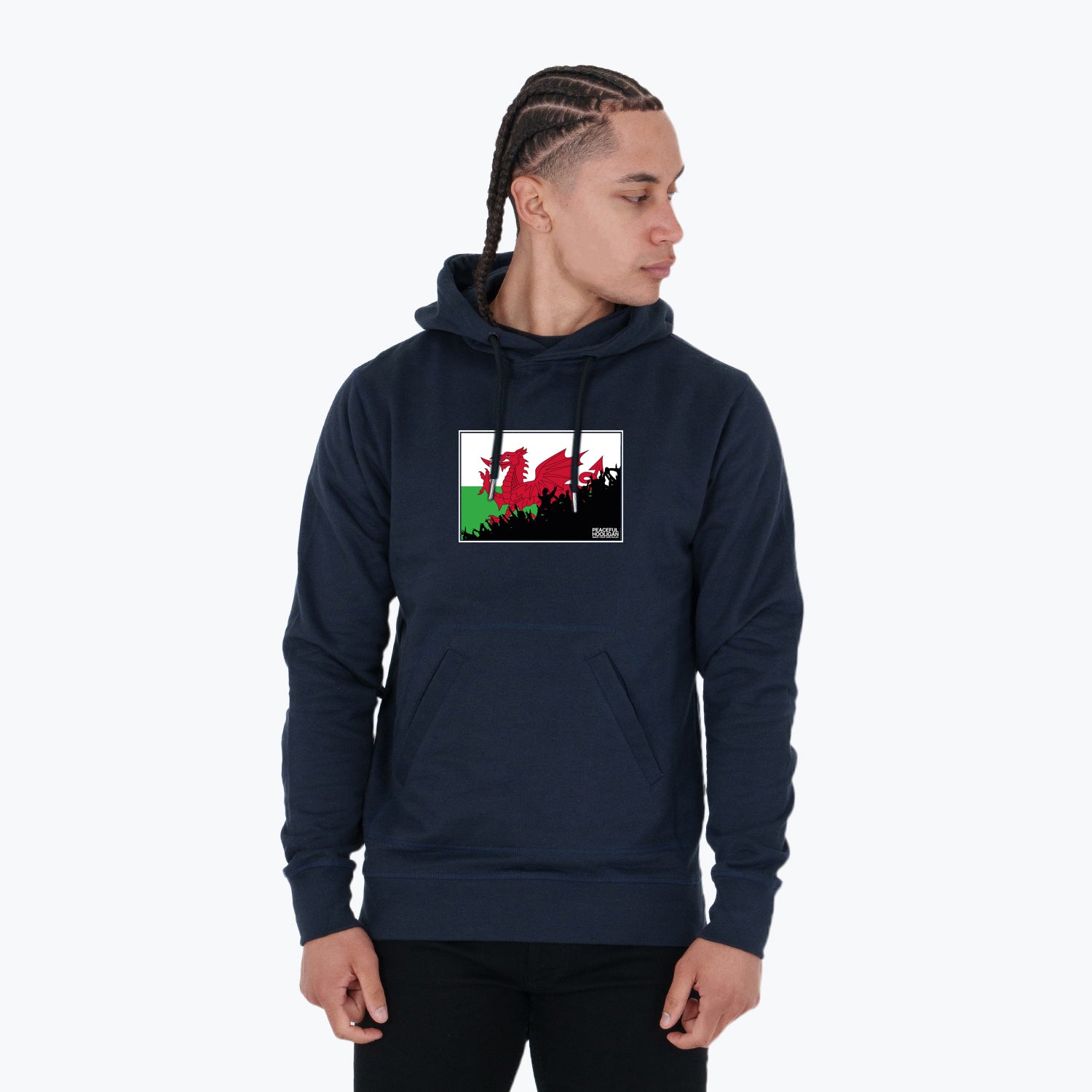 Wales Fanatics Hoodie Navy - Peaceful Hooligan 