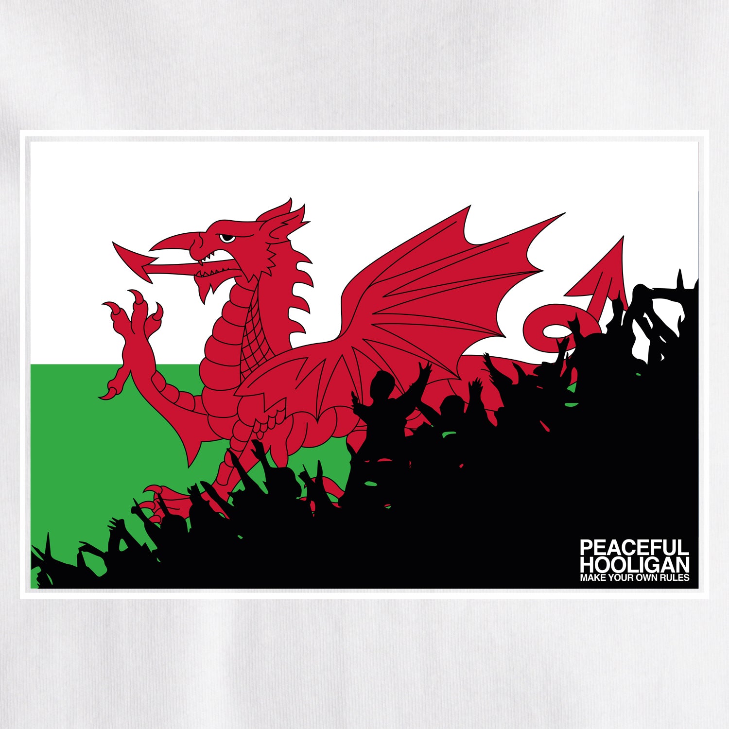 Wales Fanatics T-Shirt White - Peaceful Hooligan 
