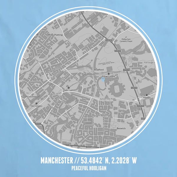 Manchester C TShirt Sky Blue - Peaceful Hooligan 