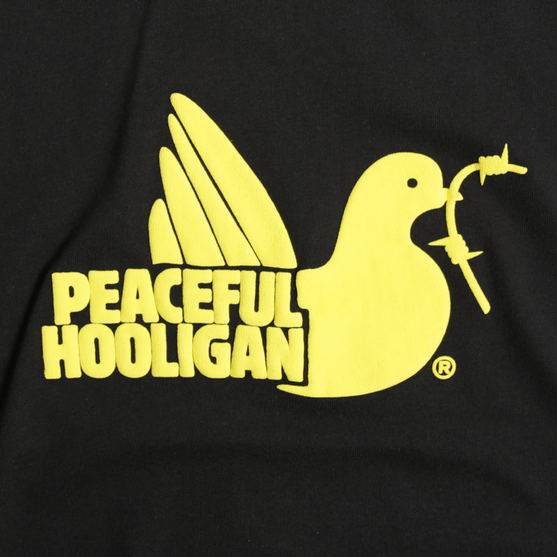 3D Dove T-Shirt Black (Yellow Print) - Peaceful Hooligan 