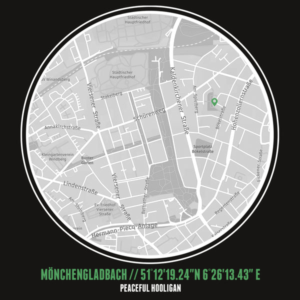 Mönchengladbach T-Shirt Print Artwork Black - Peaceful Hooligan 