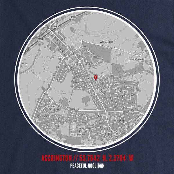 Accrington T-Shirt Print Artwork Navy - Peaceful Hooligan 