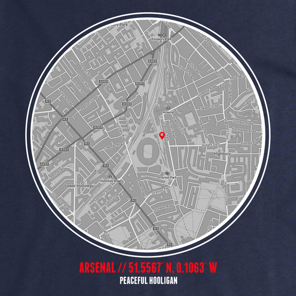 Arsenal Sweatshirt Print Artwork Navy - Peaceful Hooligan 