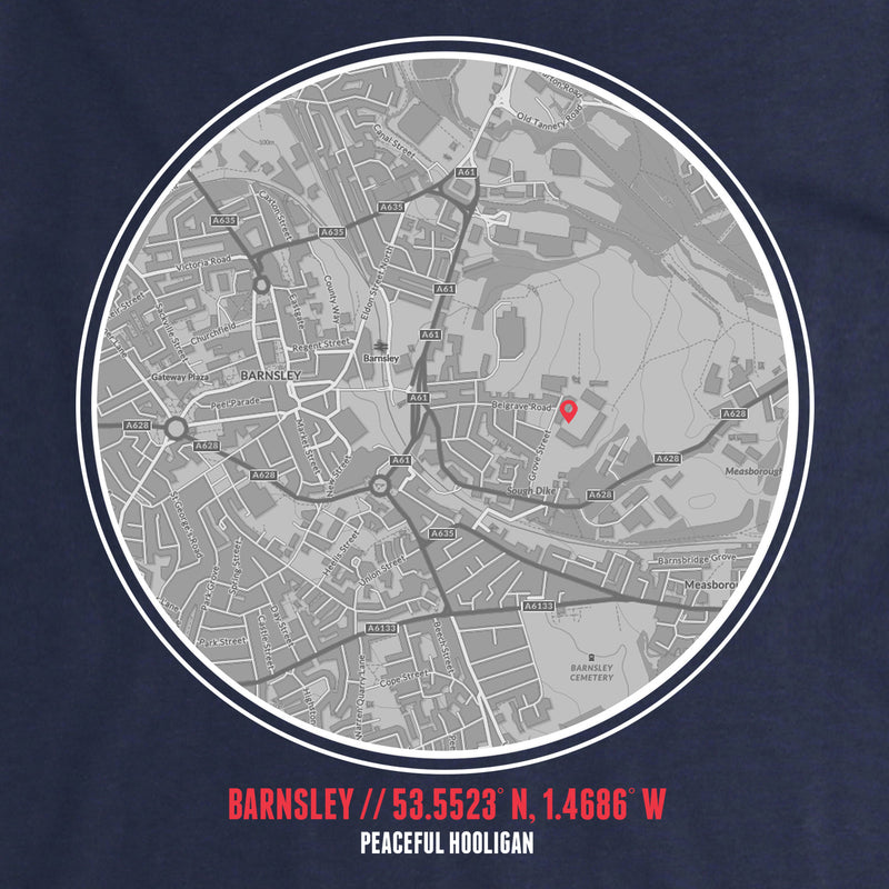 Barnsley T-Shirt Print Artwork Navy - Peaceful Hooligan 