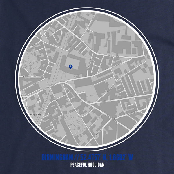 Birmingham T-Shirt Print Artwork Navy - Peaceful Hooligan 