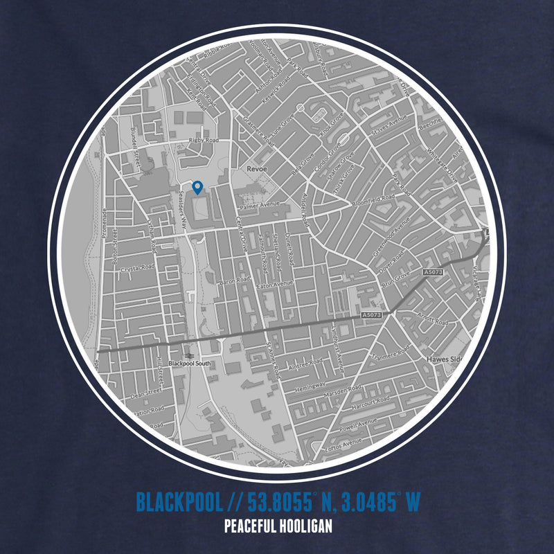 Blackpool T-Shirt Print Artwork Navy - Peaceful Hooligan 