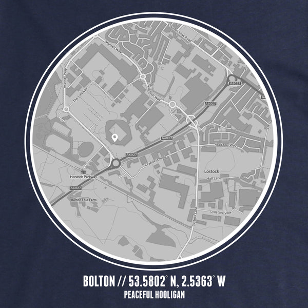 Bolton Sweatshirt Print Artwork Navy - Peaceful Hooligan 