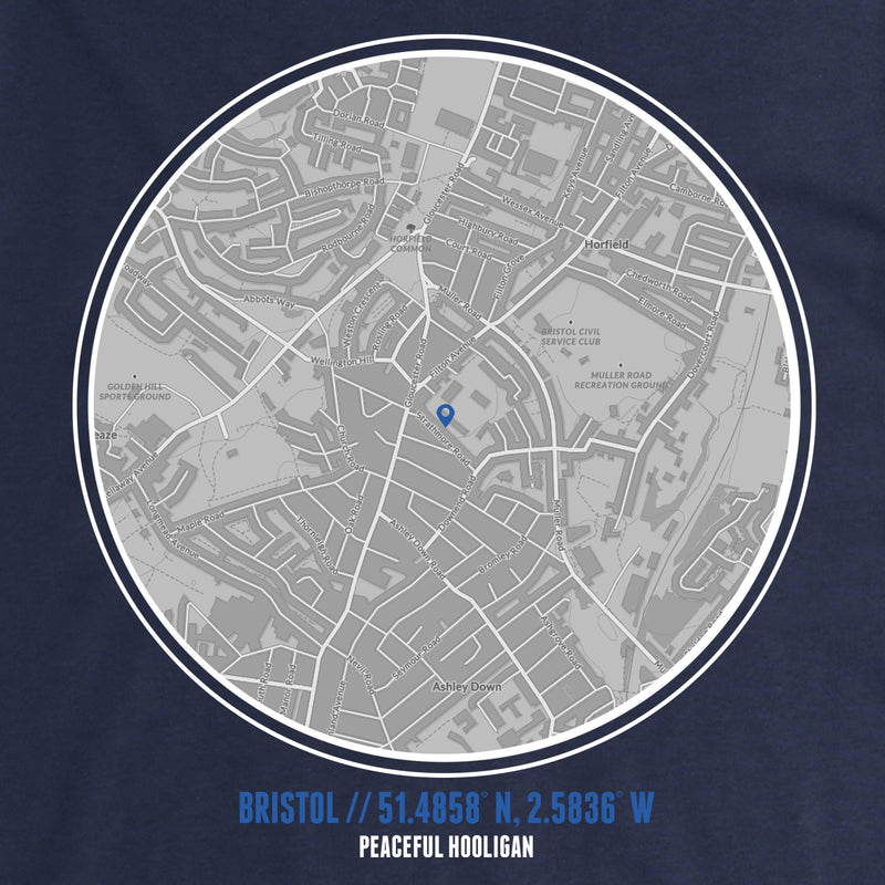 Bristol Rovers T-Shirt Print Artwork Navy - Peaceful Hooligan 