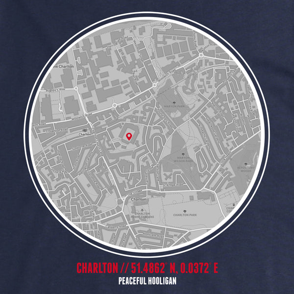 Charlton T-Shirt Print Artwork Navy - Peaceful Hooligan 