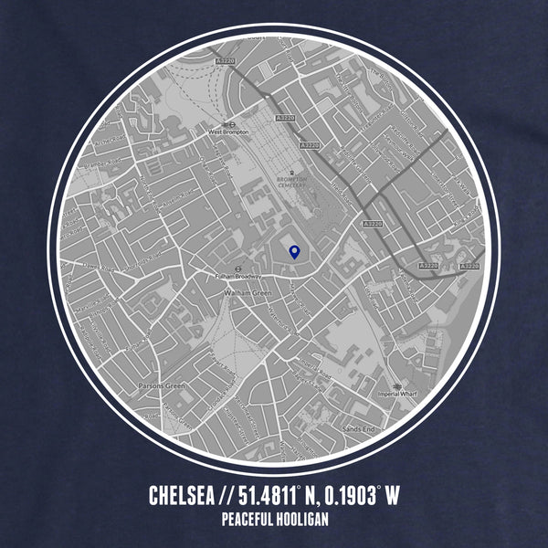 Chelsea T-Shirt Print Artwork Navy - Peaceful Hooligan 