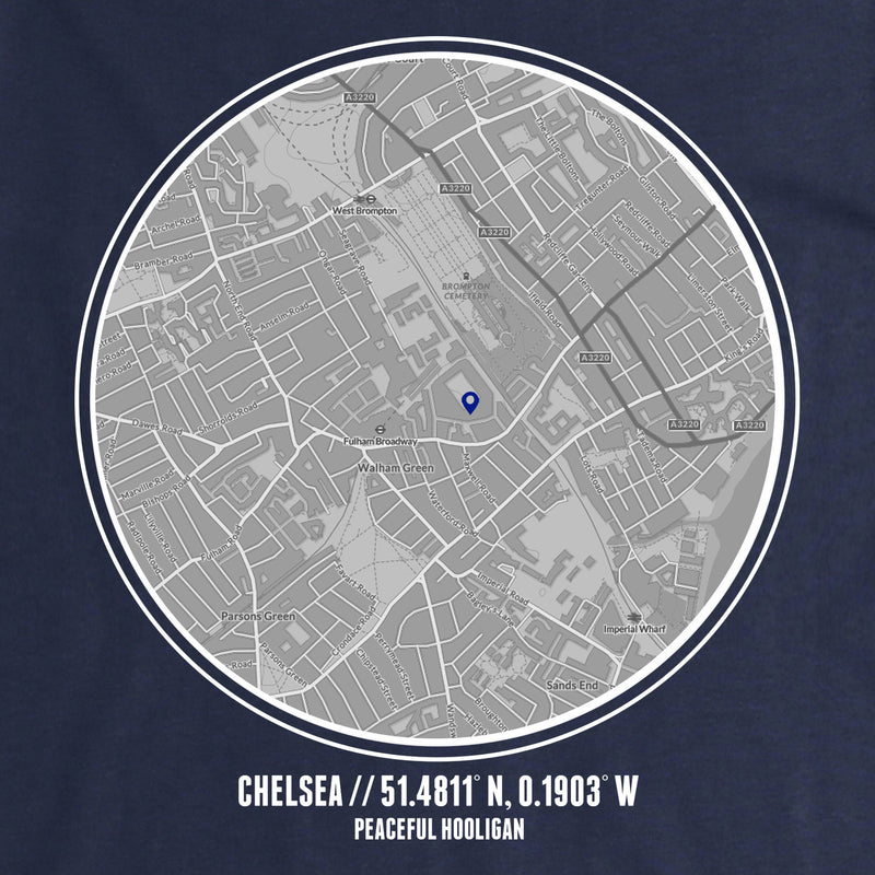 Chelsea T-Shirt Print Artwork Navy - Peaceful Hooligan 