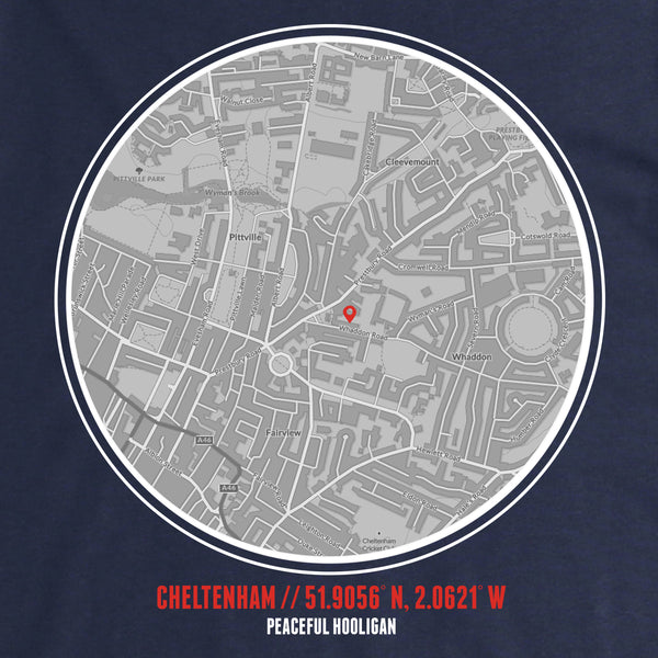 Cheltenham T-Shirt Print Artwork Navy - Peaceful Hooligan 