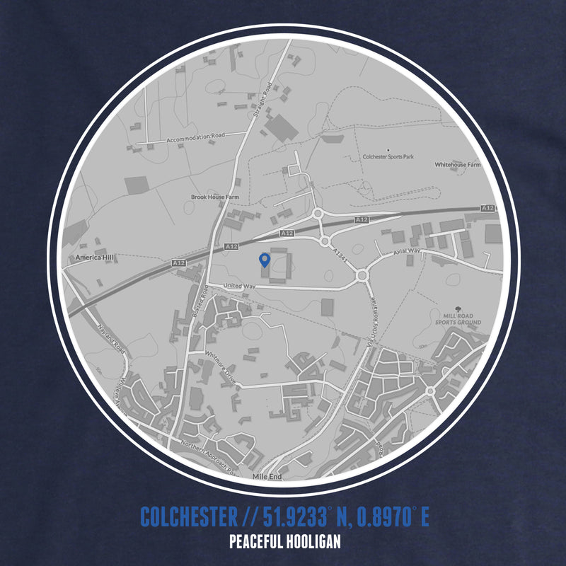 Colchester T-Shirt Print Artwork Navy - Peaceful Hooligan 