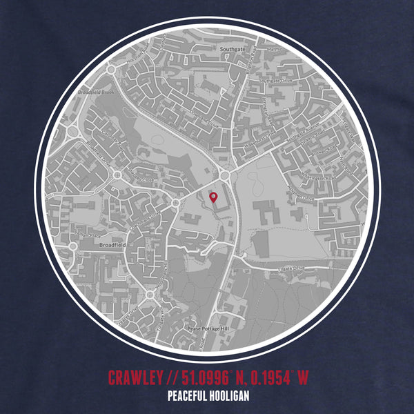 Crawley T-Shirt Print Artwork Navy - Peaceful Hooligan 
