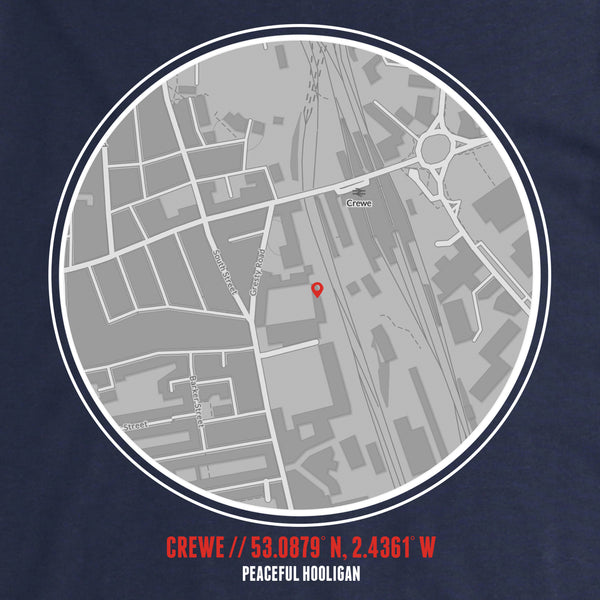 Crewe T-Shirt Print Artwork Navy - Peaceful Hooligan 