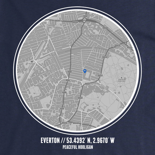 Everton T-Shirt Print Artwork Navy - Peaceful Hooligan 