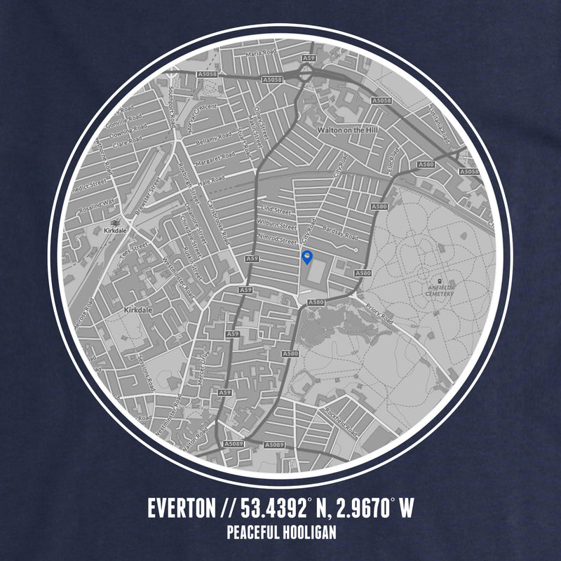 Everton T-Shirt Print Artwork Navy - Peaceful Hooligan 