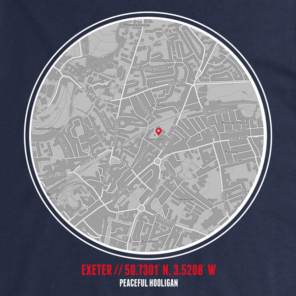 Exeter T-Shirt Print Artwork Navy - Peaceful Hooligan 
