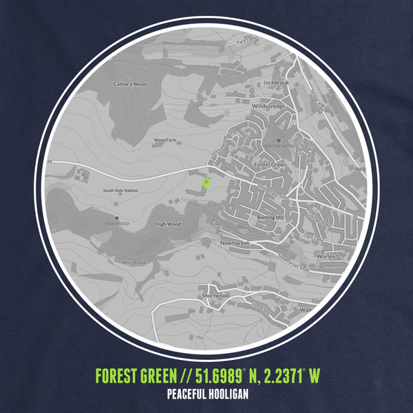 Forest Green Hoodie Print Artwork Navy - Peaceful Hooligan 