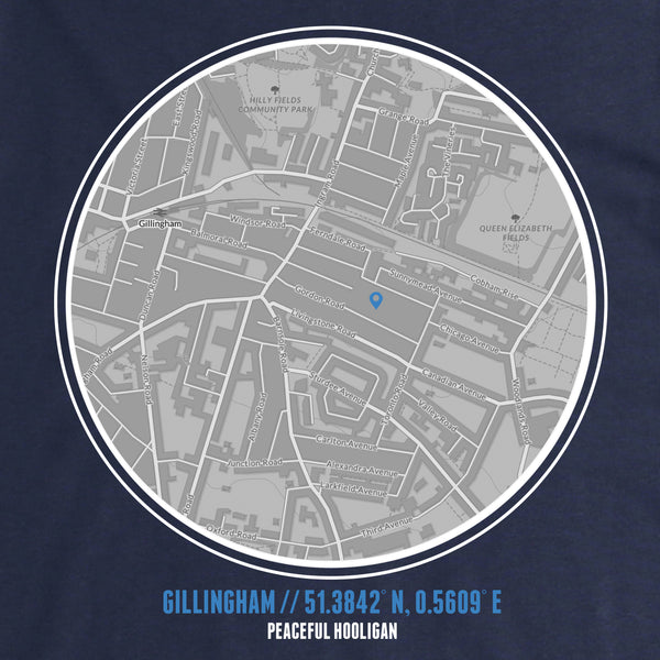 Gillingham T-Shirt Print Artwork Navy - Peaceful Hooligan 