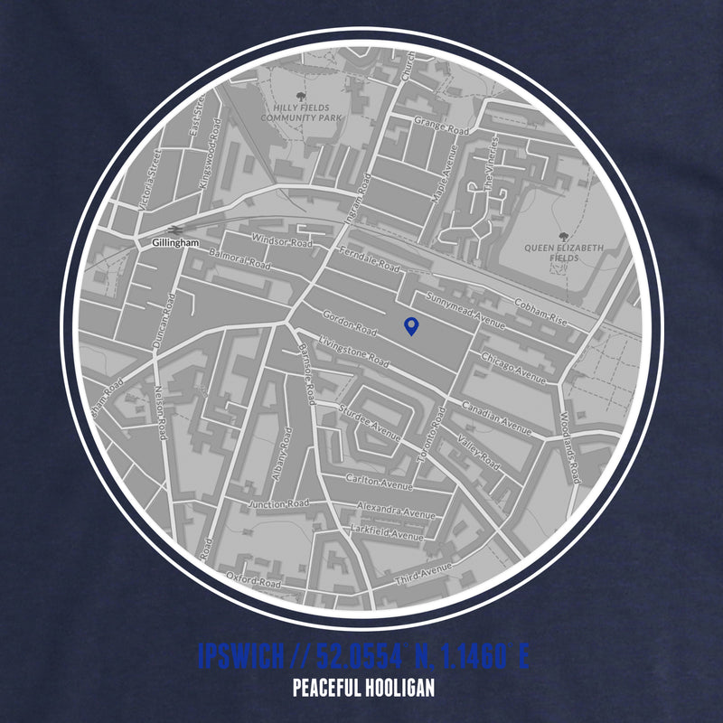 Ipswich T-Shirt Print Artwork Navy - Peaceful Hooligan 