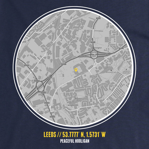 Leeds T-Shirt Print Artwork Navy - Peaceful Hooligan 
