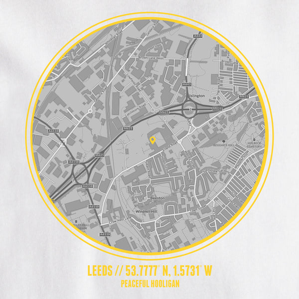 Leeds T-Shirt Print Artwork White - Peaceful Hooligan 