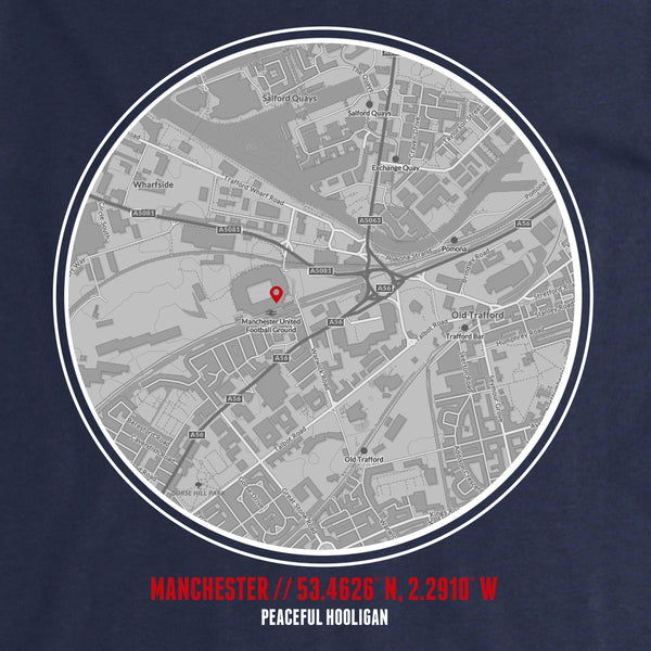 Manchester U Sweatshirt Print Artwork Navy - Peaceful Hooligan 