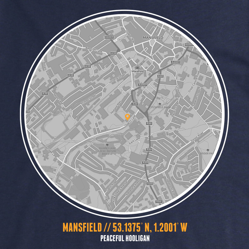 Mansfield T-Shirt Print Artwork Navy - Peaceful Hooligan 