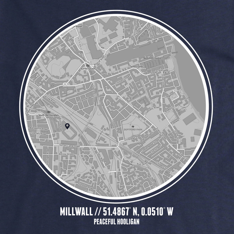 Millwall Sweatshirt Print Artwork Navy - Peaceful Hooligan 