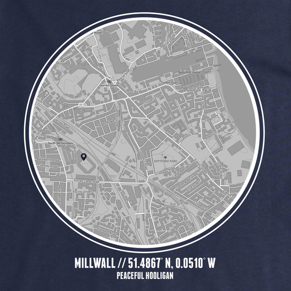 Millwall Hoodie Print Artwork Navy - Peaceful Hooligan 