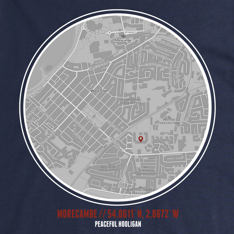 Morecambe T-Shirt Print Artwork Navy - Peaceful Hooligan 