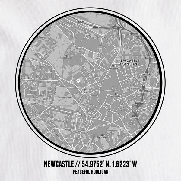 Newcastle T-Shirt Print Artwork White - Peaceful Hooligan 