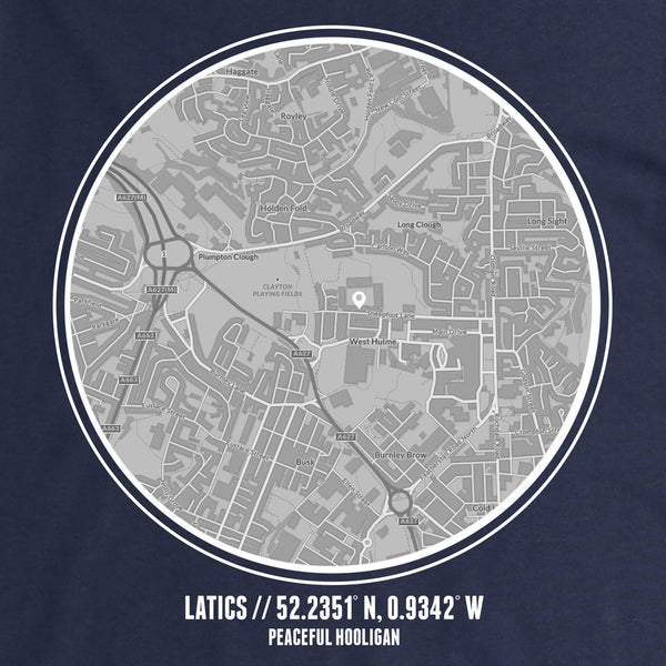Oldham Latics T-Shirt Print Artwork Navy - Peaceful Hooligan 
