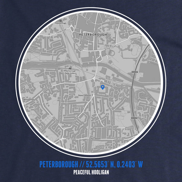 Peterborough T-Shirt Print Artwork Navy - Peaceful Hooligan 