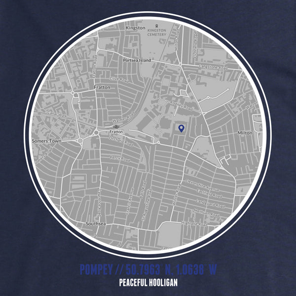 Pompey T-Shirt Print Artwork Navy - Peaceful Hooligan 