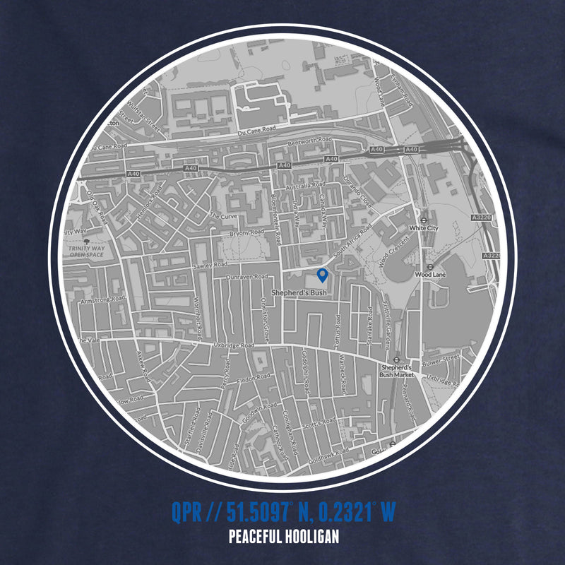 QPR T-Shirt Print Artwork Navy - Peaceful Hooligan 
