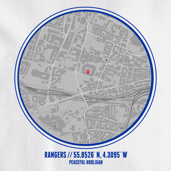 Rangers T-Shirt Print Artwork White - Peaceful Hooligan 