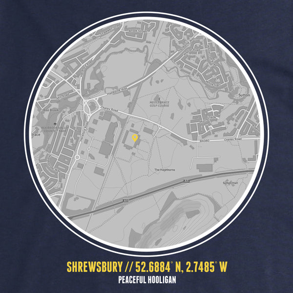 Shrewsbury T-Shirt Print Artwork Navy - Peaceful Hooligan 