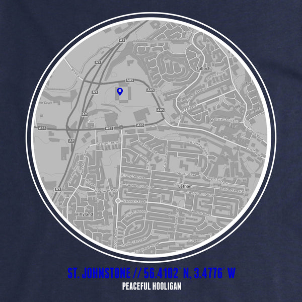 St. Johnstone T-Shirt Print Artwork Navy - Peaceful Hooligan 